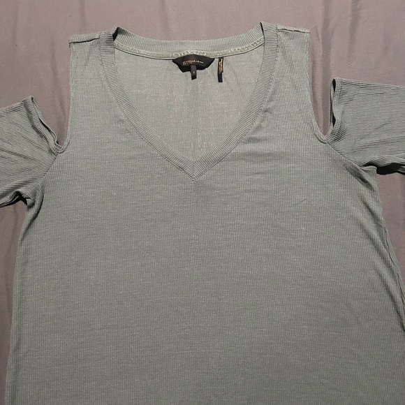 NWOT Donna Karan New York Ribbed Cold-Shoulder Mint- green Top - Size Small - Picture 5 of 7